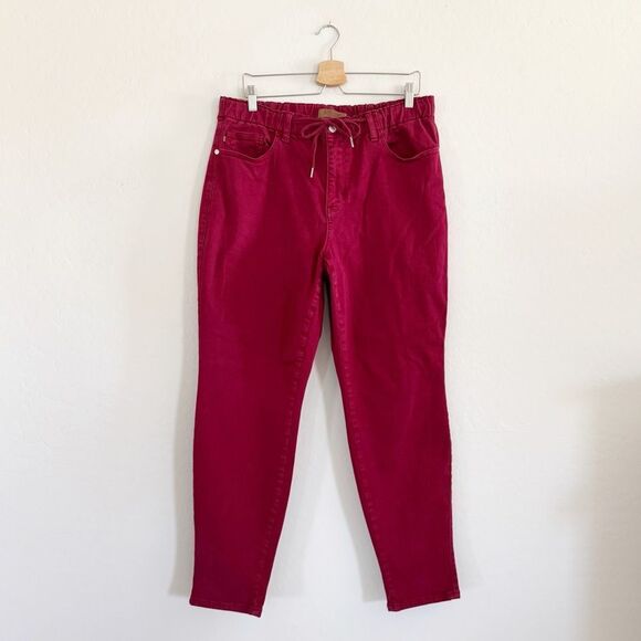 Judy Blue Scarlet Red High Waist Pull On Double Cuff Jogger Size 14 W - Picture 2 of 16